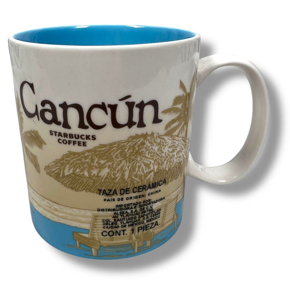 Starbucks Cancun Coffee Mug 4.25" Ceramic Global City Round Collectible 16 Fl oz